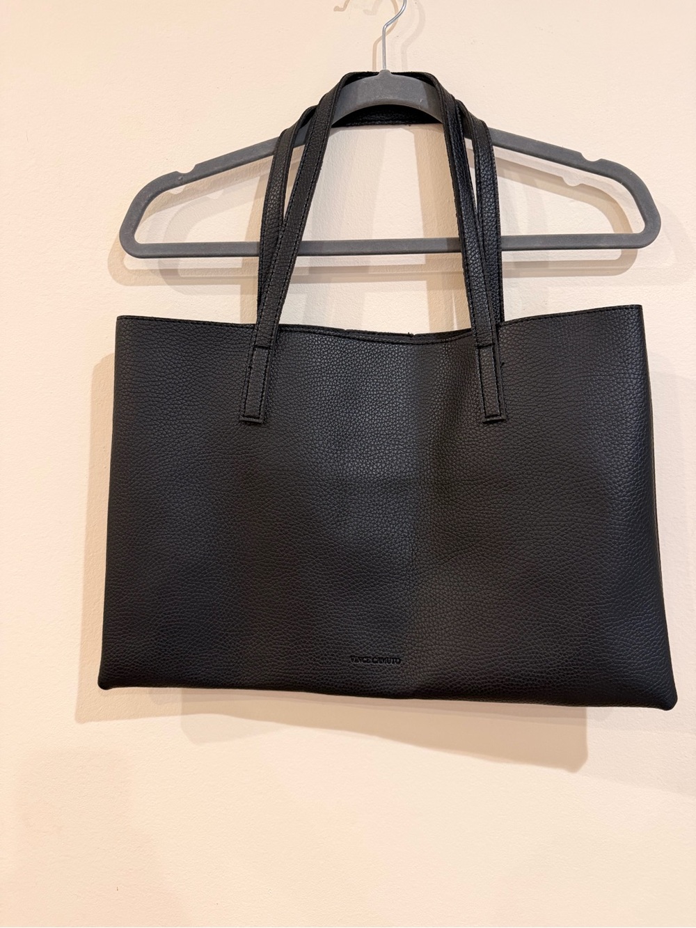 Vince Camuto Leather Black & Grey Stripe Tote Bag